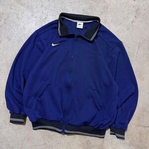 Vintage 90s Nike Track Jacket Full Zip Blue White Trim Style Sportswear Large